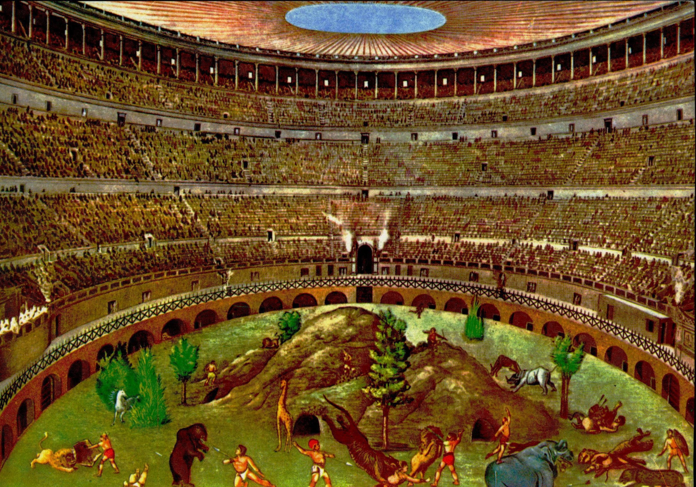 Rake the bloodied sand after an event, and the colosseum is ready