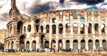 Rome. View of Colosseum on a beautiful spring afternoon.