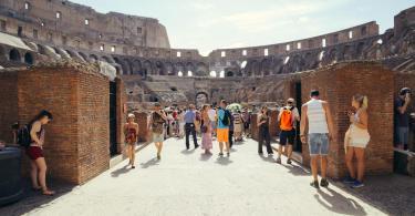 Tourist visit the interior of the Colosseum. Colosseum is famous landmark