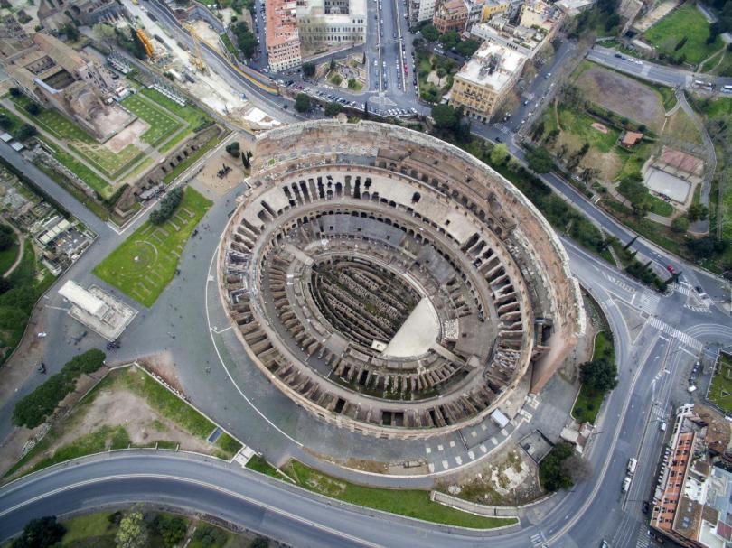 Aerial shot of the Colosseum in Rome, Italy (2)