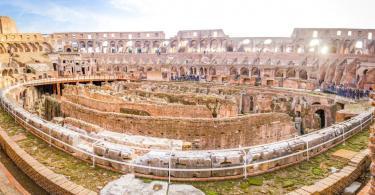 Colosseum interior wide panoramic view