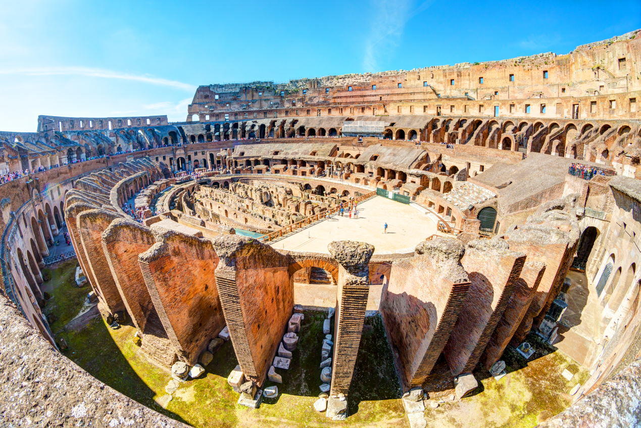 Aerial panoramic view of Colosseum