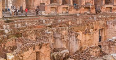 Inside the Colosseum ( Coliseum, Colosseo ,also known as the Flavian Amphitheatre )-