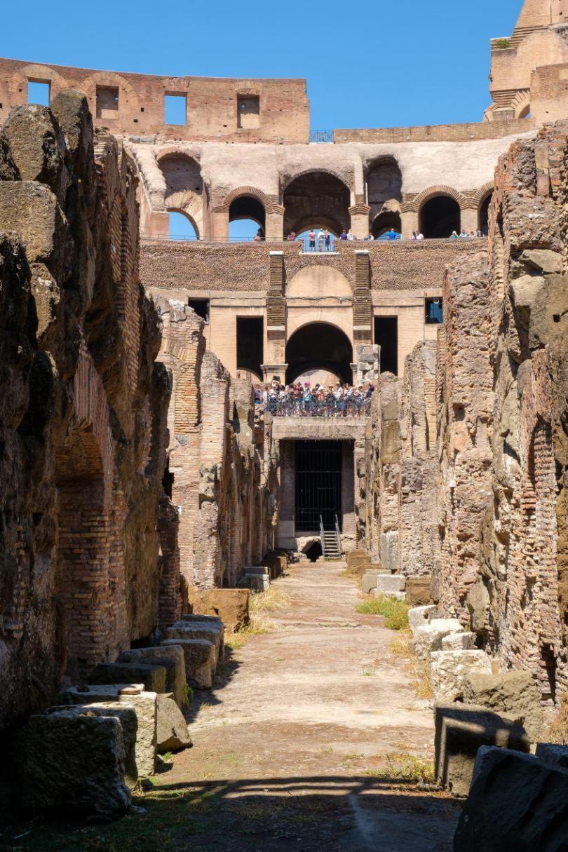 Interior of the ruins of the Colosseum in central Rome
