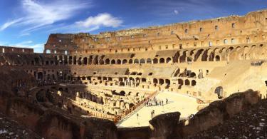 Panorama view of the Colosseum in a shade