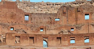 Seating in the Colosseum -Architecture of the outer walls of the famous colosseum in Rome