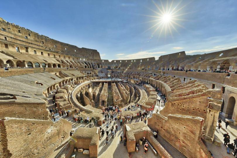The Colosseum is seen from inside - Panoramic View