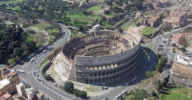 aerial of the Colosseum