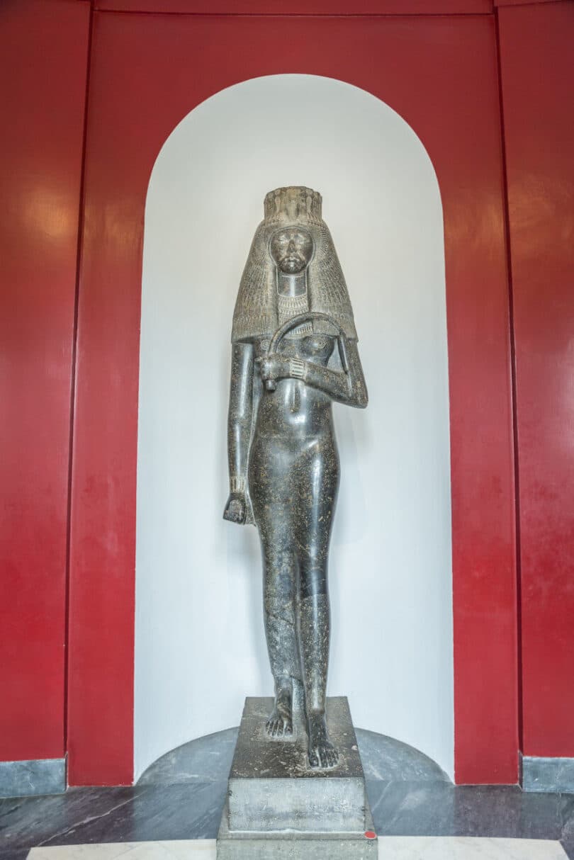 Colossal statue of queen Tuya in Gregorian Egyptian Museum.