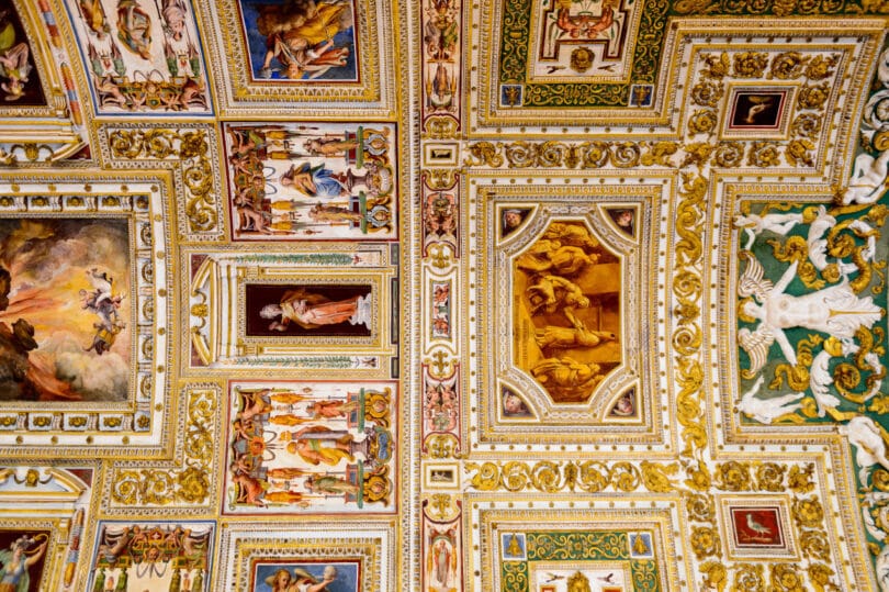 Paintings on the walls and the ceiling in the Gallery of Maps, at the Vatican Museum. It was established in 1506 (2)