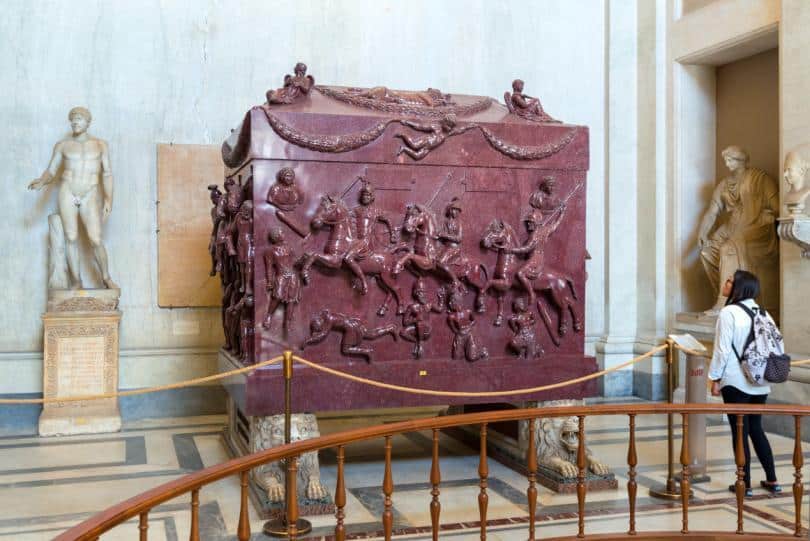 Sarcophagus of Helena (the mother of the emperor Constantine the Great) in the Museo Pio-Clementino, Vatican Museum, Rome