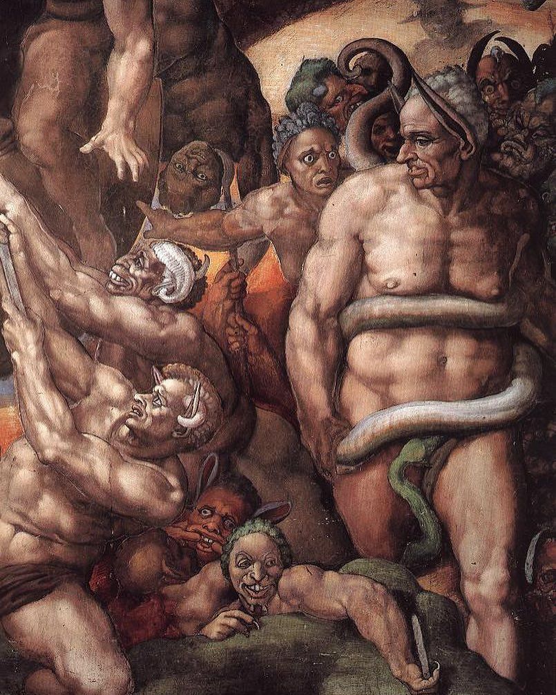 The Last Judgment Group of the Damned - 1541 - Michelangelo-Sistine Chapel ⠀