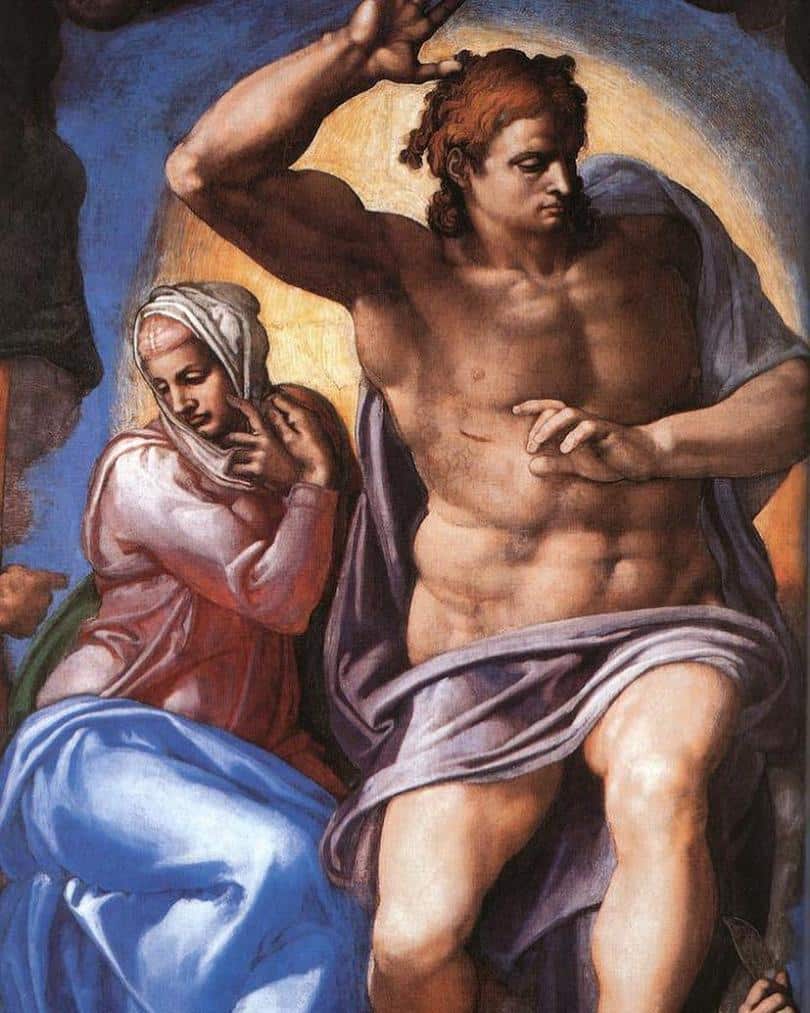 The Last Judgment Mary and Jesus - 1541 - Michelangelo - Sistine Chapel