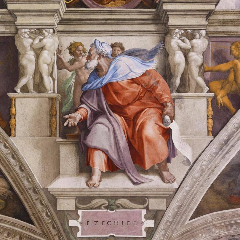 The prophet Ezekiel, Sistine Chapel cieling by Michelangelo