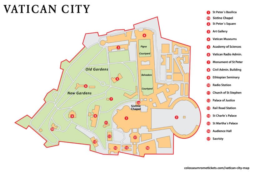 tourist map of vatican city