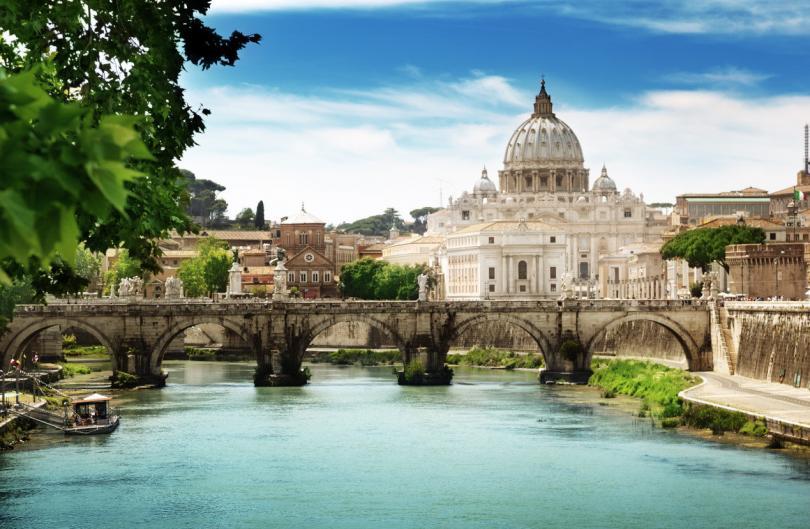 view on Tiber and St Peter Basilica in Vatican - Vatican City Map