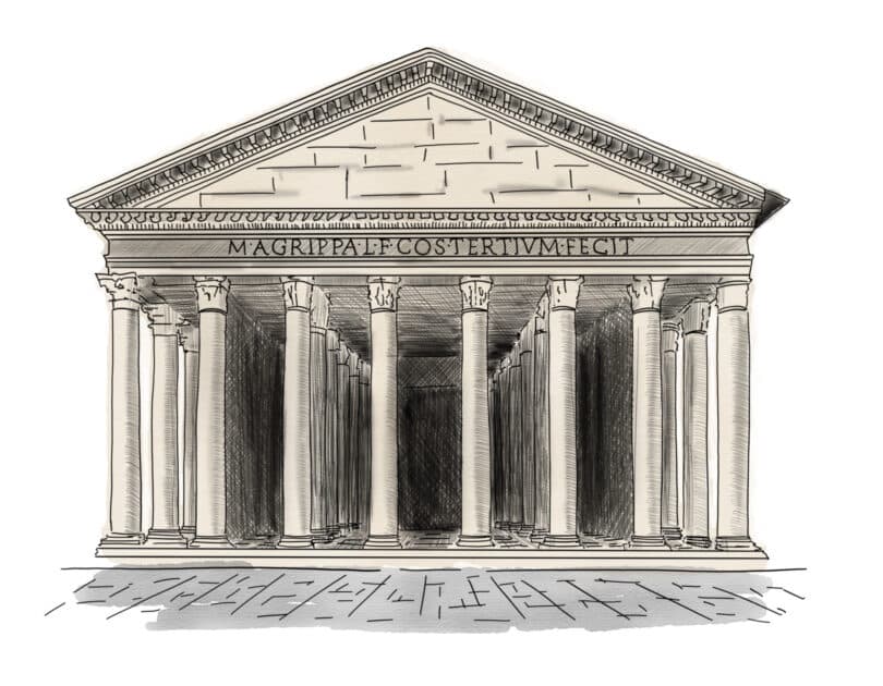 Illustration watercolor sketch of Pantheon