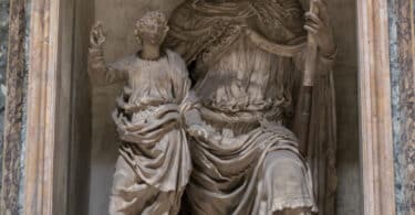 Statue of t. Joseph and Holy Child by Vincenzo de Rossi