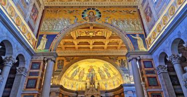 Basilica of Saint Paul Outside the Walls. Famous apse mosaic of Jesus Christ Pantokrator.
