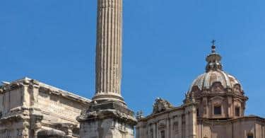 Column of Phocas at Roman Forum in city of Rome, Italy