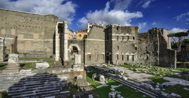 Italy, Rome, Roman Forum (Forum of Nerva and Forum of Augustus, 97 A.D), roman ruins