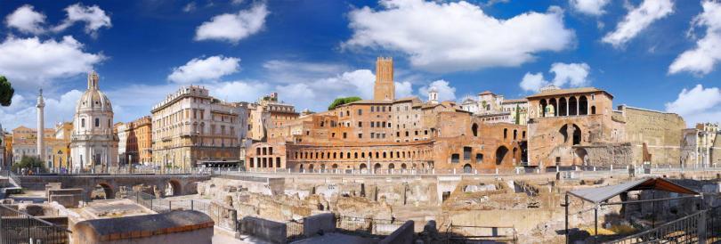 Panorama View of Trajan's Market and Trajan's Forum in Rome, Italy - Imperial Forum Tours