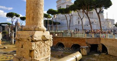 Forum and Trajan's Column, Rome's historic center, Italy.