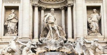 Rome, Trevi Fountain. Italy. - Allegorical statue of “Ocean ” (Pietro Bracci 1700-1773)-2