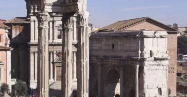 Rome - view of forum romanum - Temple of Concord, Arch of Septimius Severus