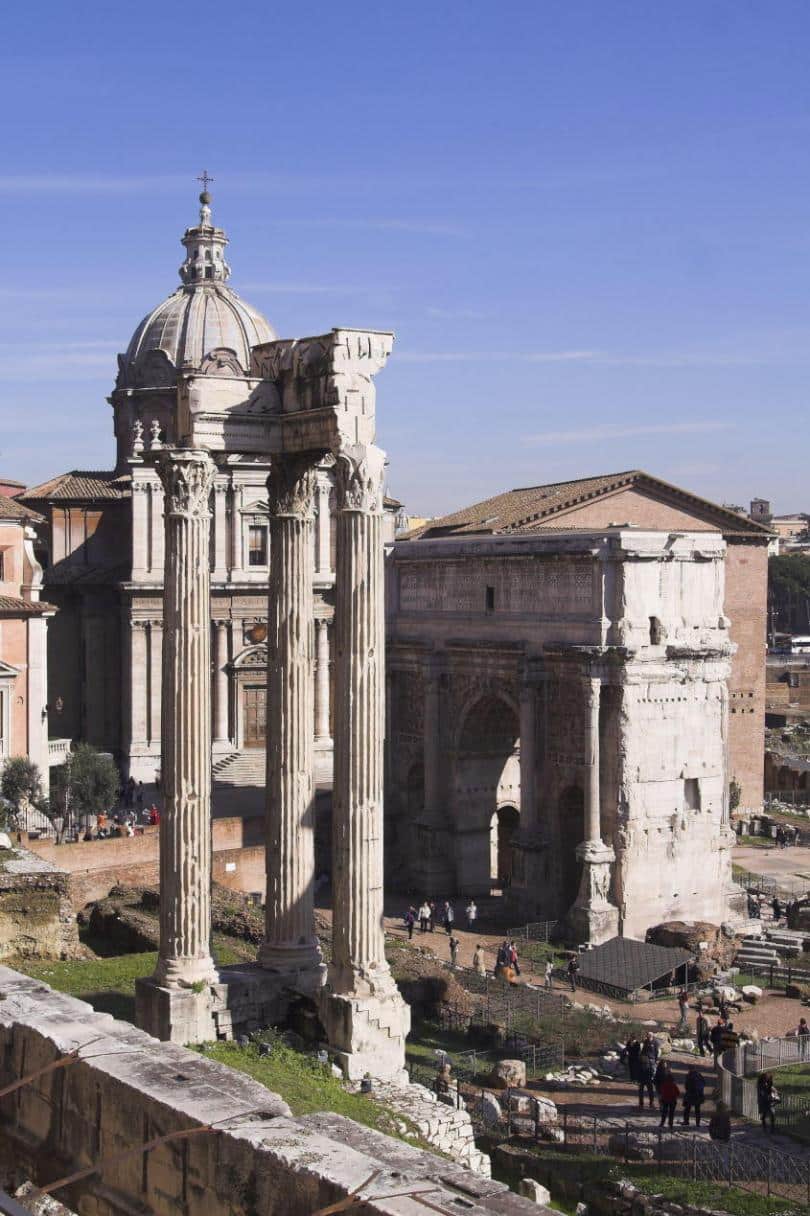 Rome - view of forum romanum - Temple of Concord, Arch of Septimius Severus