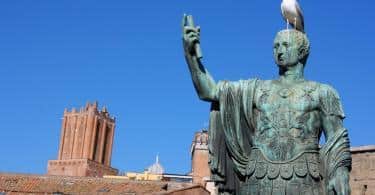 Statue of Nero Claudius Caesar Augustus Germanicus (Statua di Nerva) that is near Trajan's Forum, Rome, Italy