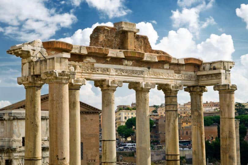 Temple of Saturn in the Roman Forum, Rome, Italy.