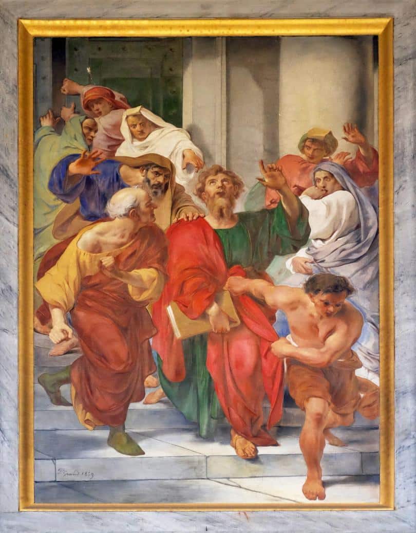 The fresco with the image of the life of St. Paul Paul is Dragged from the Temple, basilica of Saint Paul Outside the Walls
