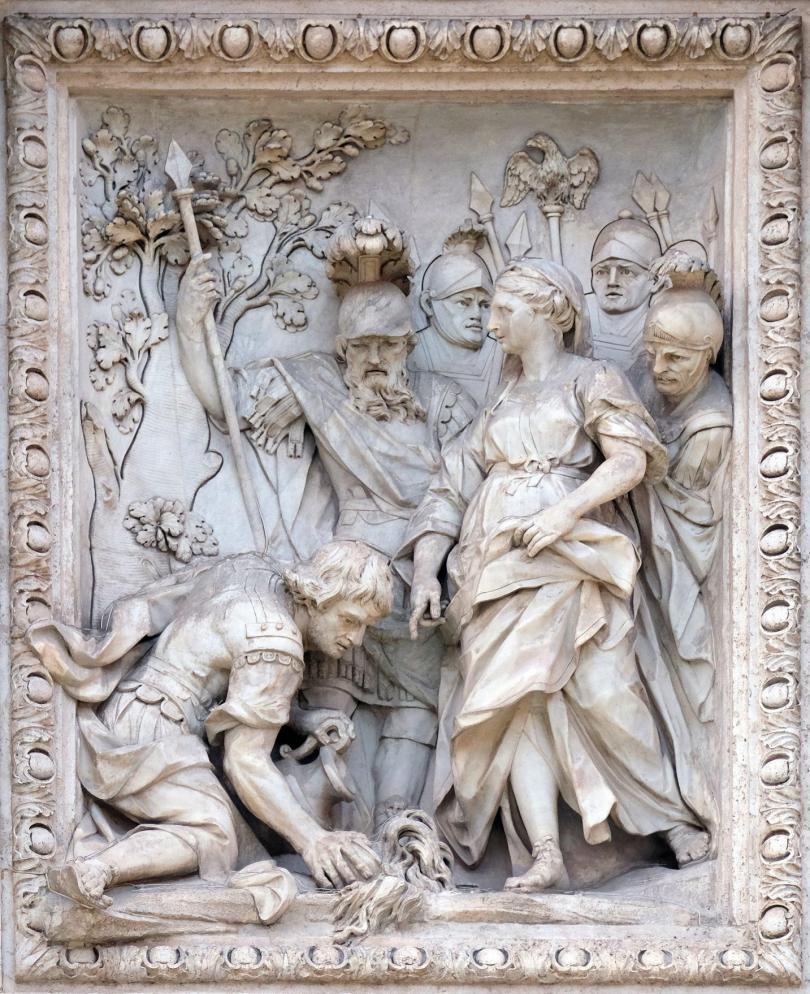 The maiden (virgo) showing Agrippa the spring at the Trevi Fountain in Rome.