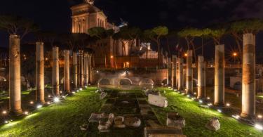 Trajan's Forum at night