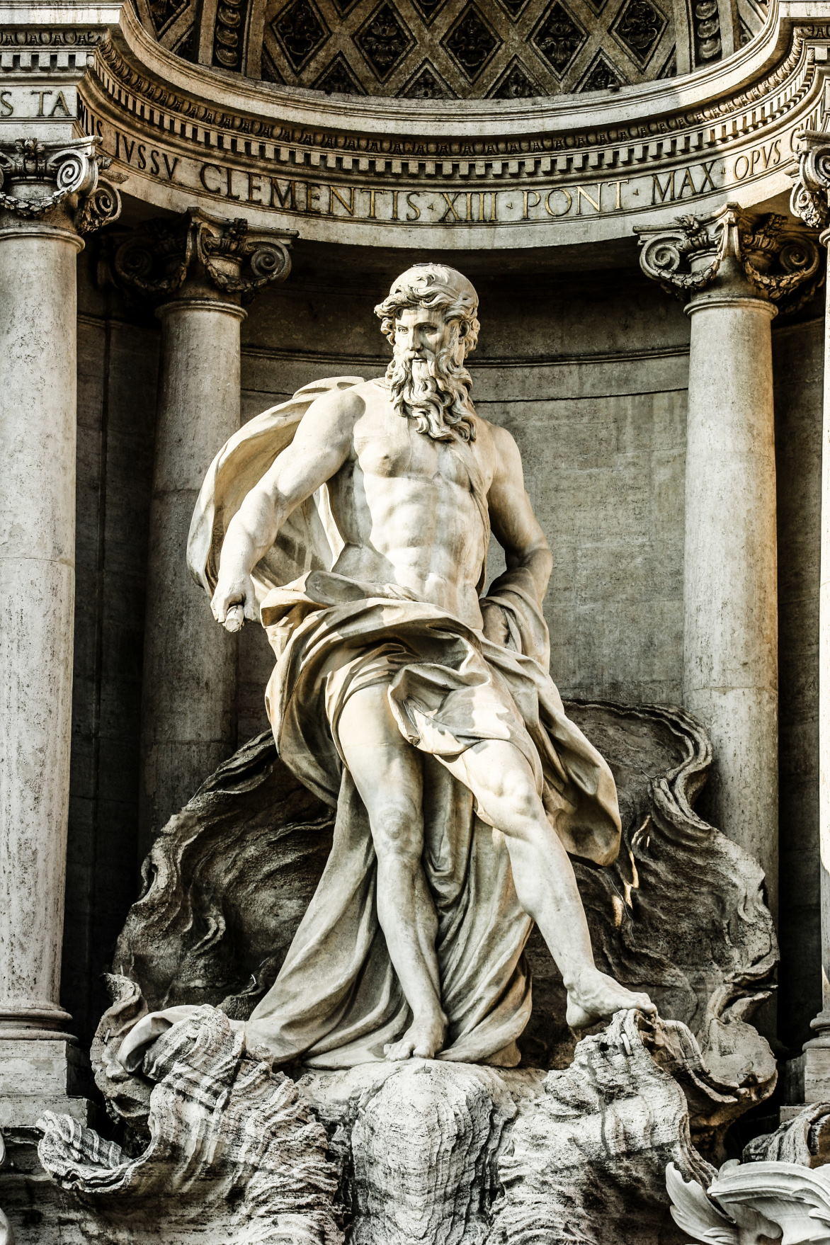 statue of “Ocean ” (Pietro Bracci 1700-1773). - Trevi Fountain, Rome