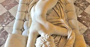 A sleeping hermaphrodite marble statue ,2th ce. AD - was found in the Baths of Diocletian in Rome.