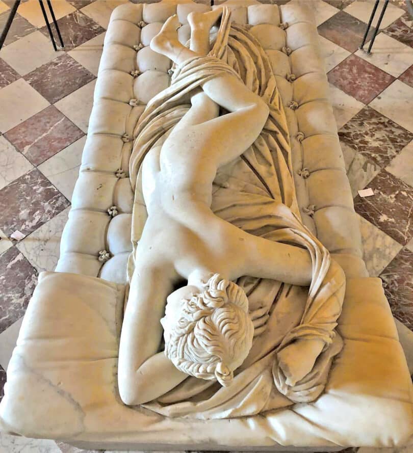 A sleeping hermaphrodite marble statue ,2th ce. AD - was found in the Baths of Diocletian in Rome.