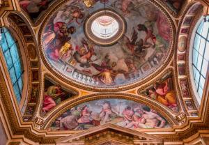 Interiors and architectural details of Santa Maria Sopra Minerva church 