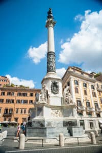 Piazza di Spagna with Column of the Immaculate Conception in Rome Column was set in 1857. Has more than 20m high with a bronze statue of the Virgin Mary on top.