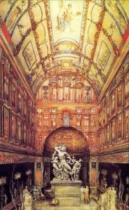 Reconstruction of the great hall of the Domus Aurea with the Laocoon, in a painting by G. Chedanne (nineteenth century). Musée des Beaux-Arts, Rouen.