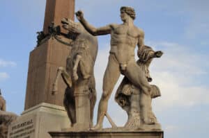 Statue of Dioscuri located in Quirinale square of Rome, Italy