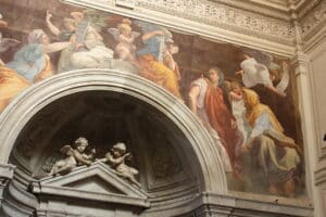 Raphael’s frescoes of the Sibyls - above the arch of the Chigi Chapel, commissioned by Agostino Chigi, the papal banker 