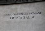 Sign of Crypta Balbi Museum (Museo Nazionale Romano Crypta Balbi), archeological and medieval museum, part of the National Museum of Rome, on site of an ancient theater