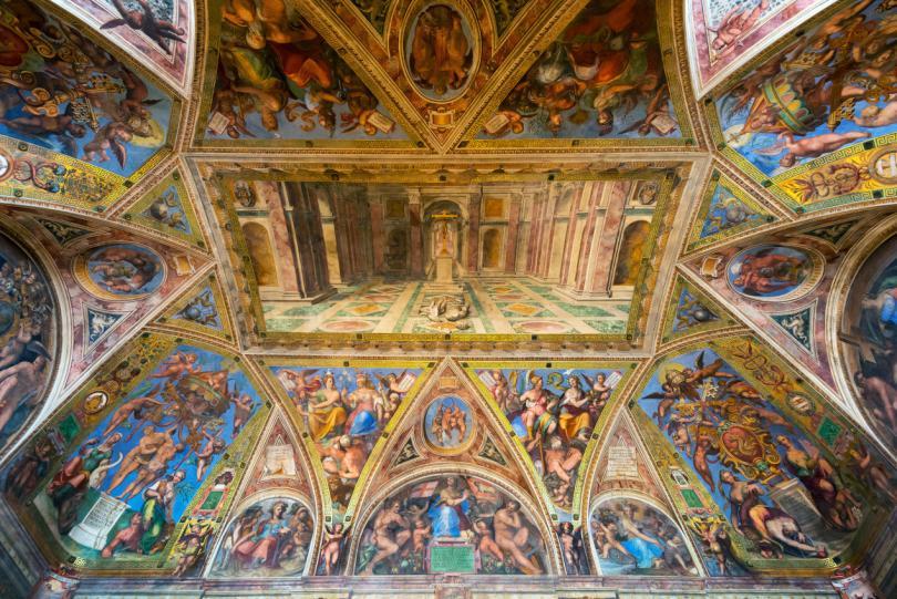 Early Entry Vatican Museums and Small-Group Tour with St. Peter’s and Sistine Chapel - The ceiling in one of the rooms of Raphael (Stanze di Raffaello) in the Vatican Museum, Rome, Italy.