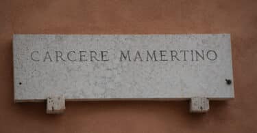Mamertine prison's marble sign, Rome, Italy