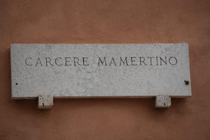 Mamertine prison's marble sign, Rome, Italy