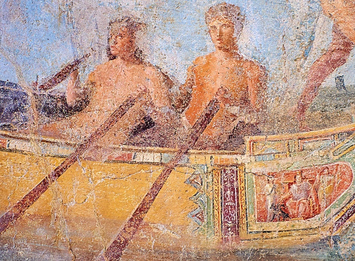 Detail, Fresco of marine life 1. c. A.D, National Roman Museum, Rome, Italy.