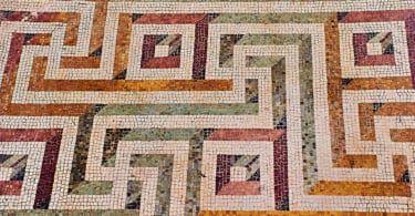 Geometric Swastica mosaic decorations, National Roman Museum, Rome, Italy.