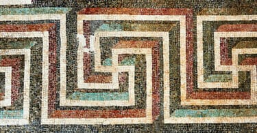 Geometric floor mosaic with swastikas, 1st century BC . National Roman Museum, Rome, Italy